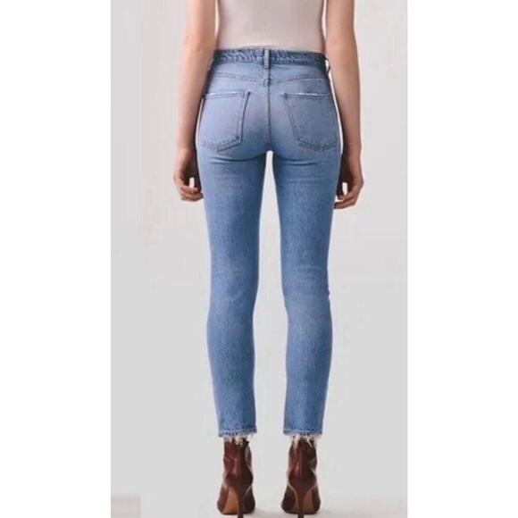 Agolde Jeans Womens 25 Toni Mid Rise Straight Leg Swerve Two Tone Racer Stripe - Picture 2 of 11